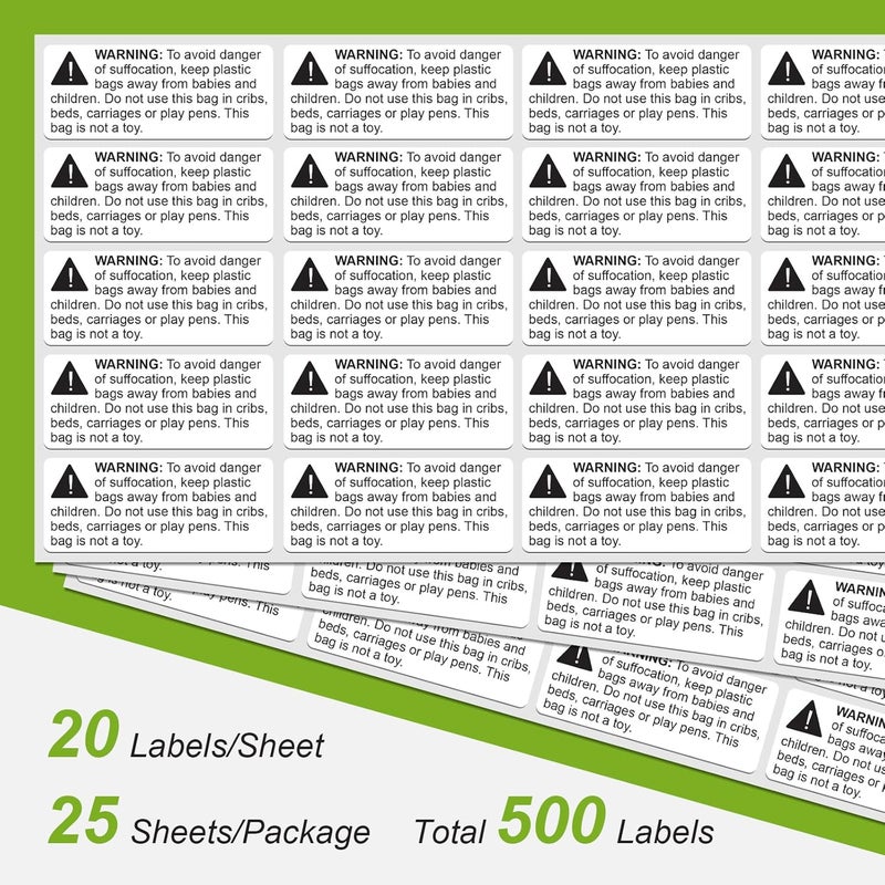 Anylabel 2.4" x 1" Rectangular Suffocation Warning Labels for Shipping and Packing, Keep Away from Small Children, Pack of 500 - Image 2